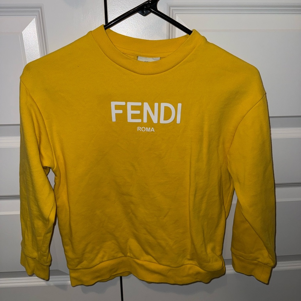 Fendi Men's Bright Yellow Crewneck Sweater